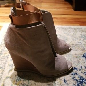 Wedge open toe booties